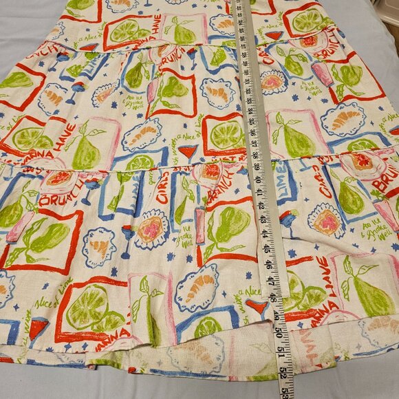 Cynthia Rowley Maxi Sun Dress Women Size XL Fruit Print Linen - Picture 8 of 13